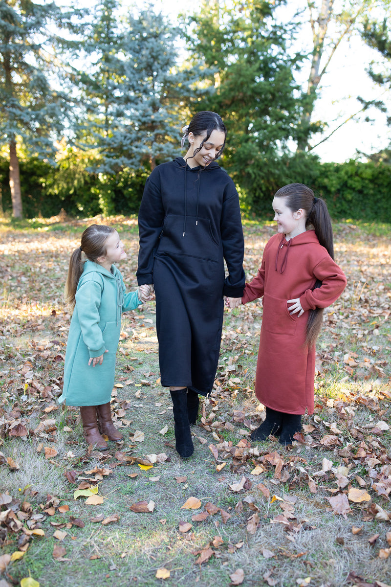 Fleece Lined Hoodie Dress - Girl's  K&K Modest Apparel
