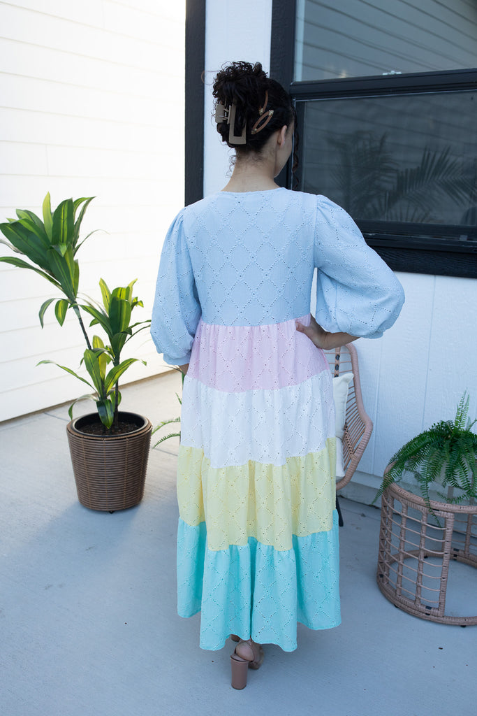 Pastel Tiered Block Dress 3X / Pink