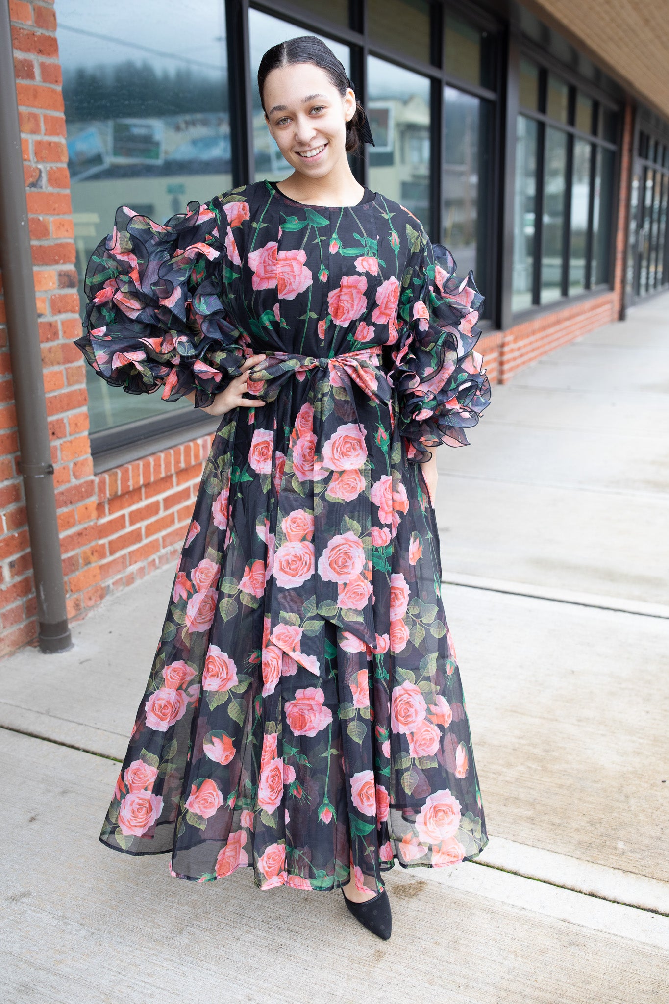 Overlay Ruffle Sleeve Dress – K&K Modest Apparel