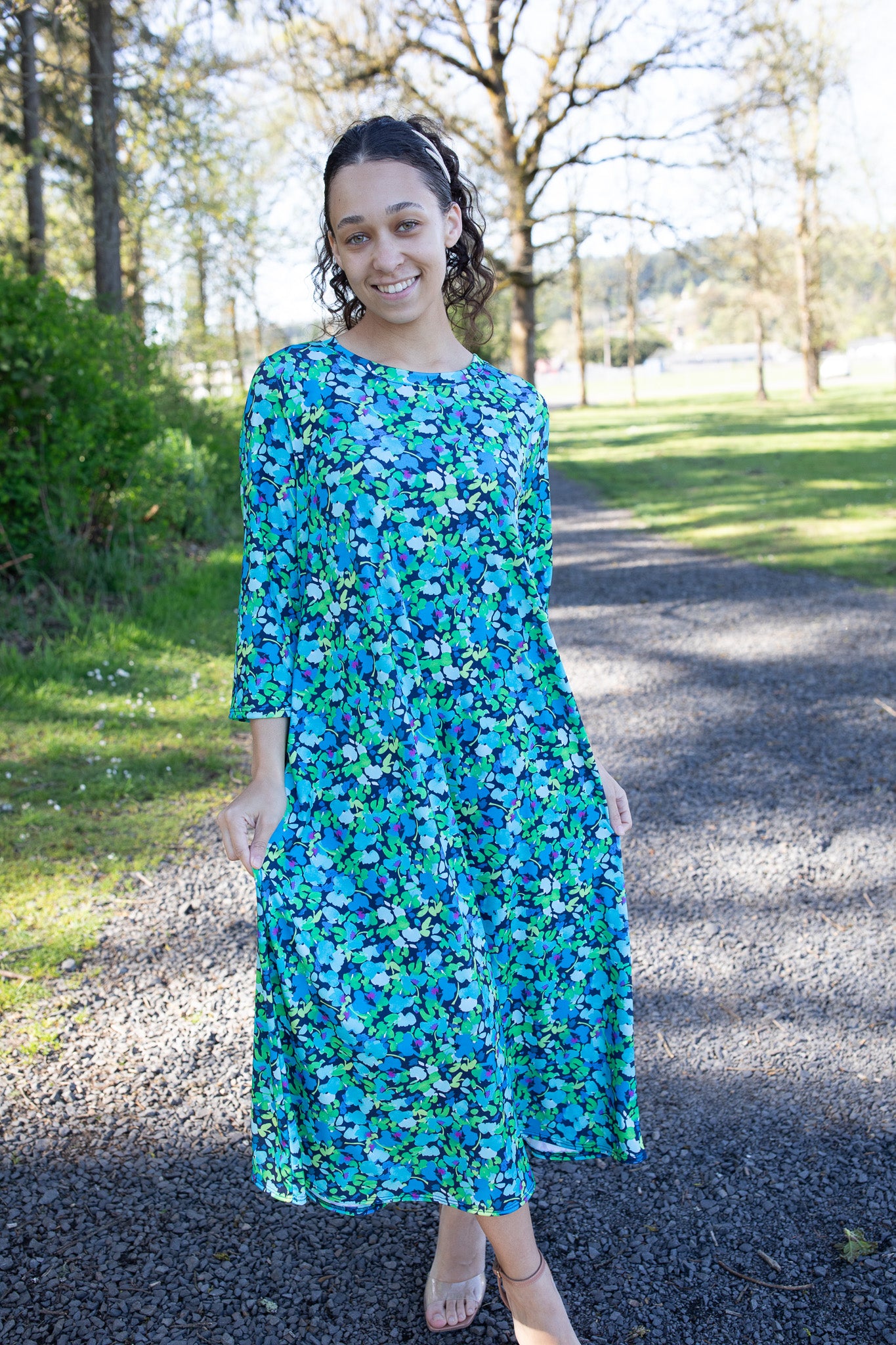 Green & Blue Floral Dress 3X
