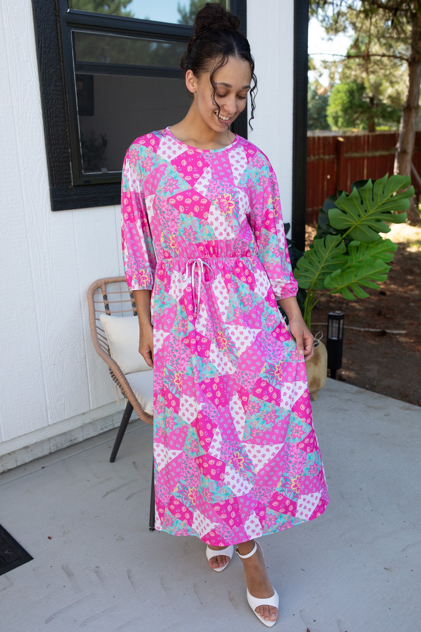 patch dress design Chikan Patchwork Dress with Crochet Lace